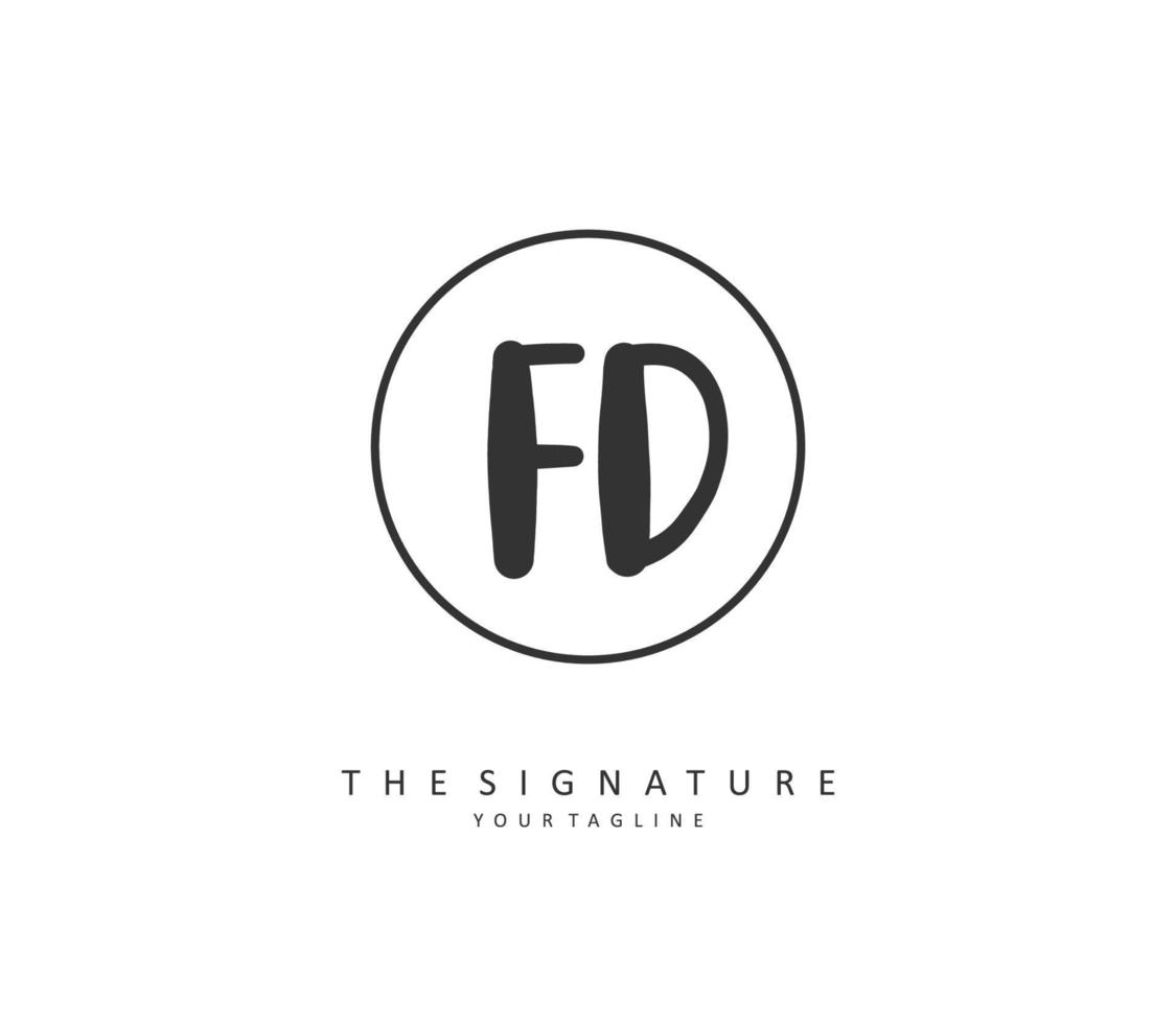 fd eerste brief handschrift en handtekening logo. een concept handschrift eerste logo met sjabloon element. vector