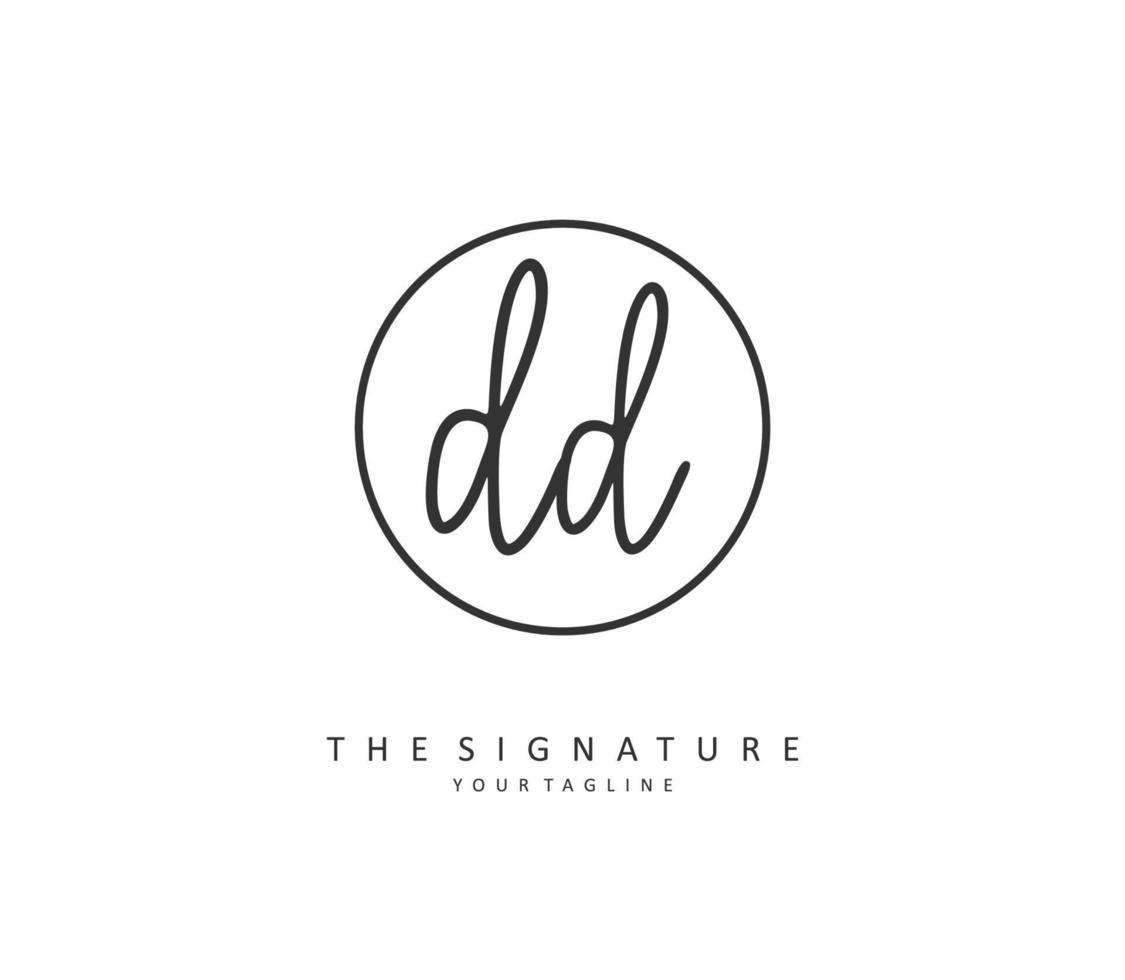 dd eerste brief handschrift en handtekening logo. een concept handschrift eerste logo met sjabloon element. vector