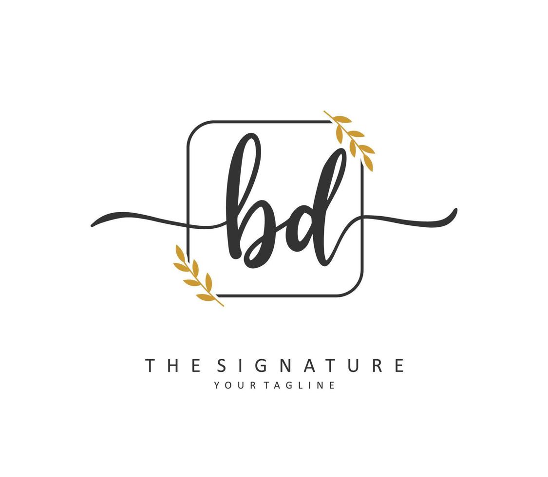 bd eerste brief handschrift en handtekening logo. een concept handschrift eerste logo met sjabloon element. vector
