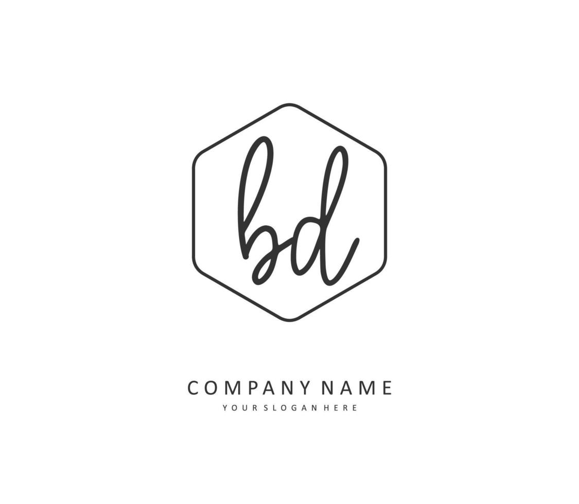 bd eerste brief handschrift en handtekening logo. een concept handschrift eerste logo met sjabloon element. vector