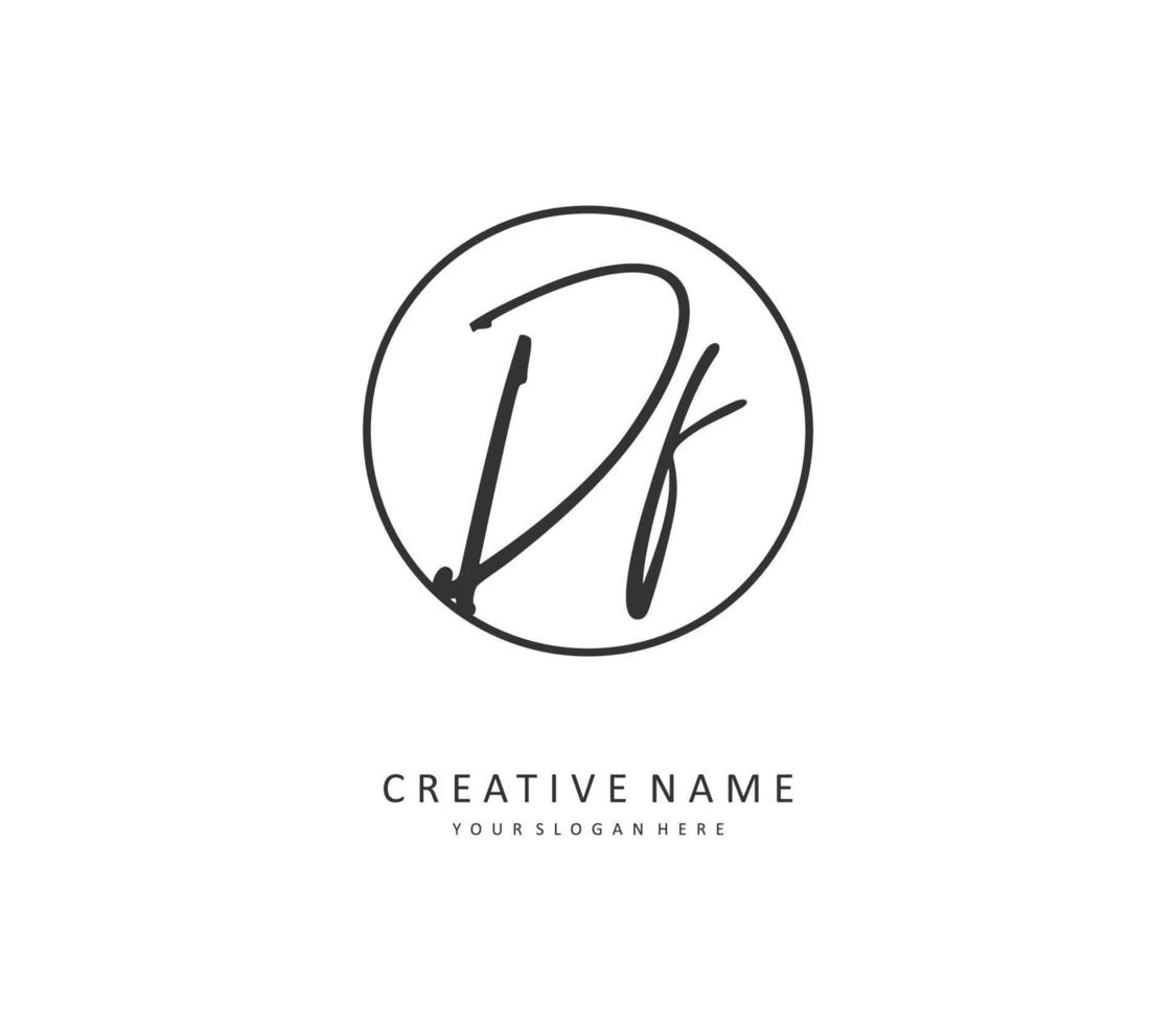 df eerste brief handschrift en handtekening logo. een concept handschrift eerste logo met sjabloon element. vector