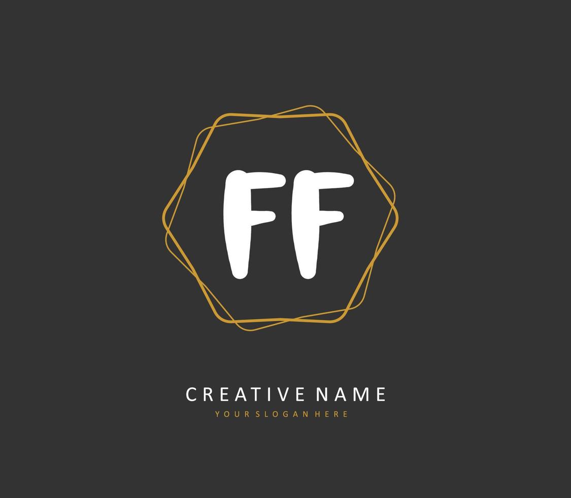 ff eerste brief handschrift en handtekening logo. een concept handschrift eerste logo met sjabloon element. vector