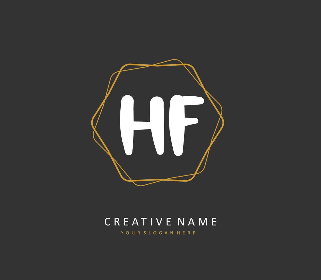 hf eerste brief handschrift en handtekening logo. een concept handschrift eerste logo met sjabloon element. vector