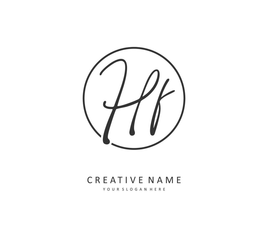 hf eerste brief handschrift en handtekening logo. een concept handschrift eerste logo met sjabloon element. vector