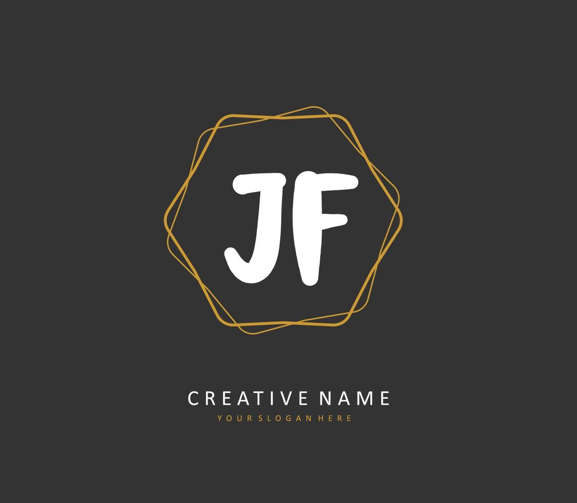 jf eerste brief handschrift en handtekening logo. een concept handschrift eerste logo met sjabloon element. vector