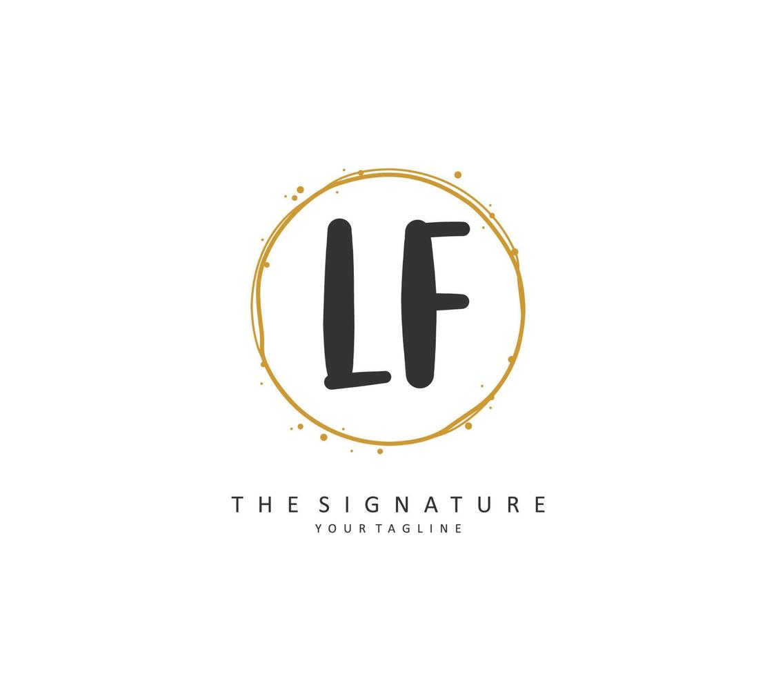 lf eerste brief handschrift en handtekening logo. een concept handschrift eerste logo met sjabloon element. vector