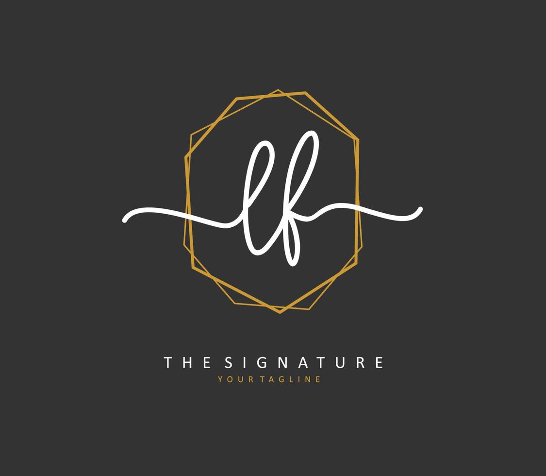 lf eerste brief handschrift en handtekening logo. een concept handschrift eerste logo met sjabloon element. vector