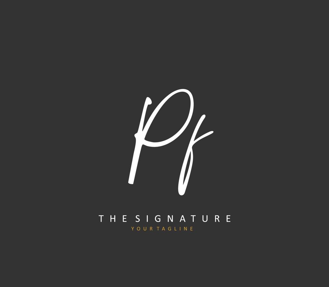 pf eerste brief handschrift en handtekening logo. een concept handschrift eerste logo met sjabloon element. vector