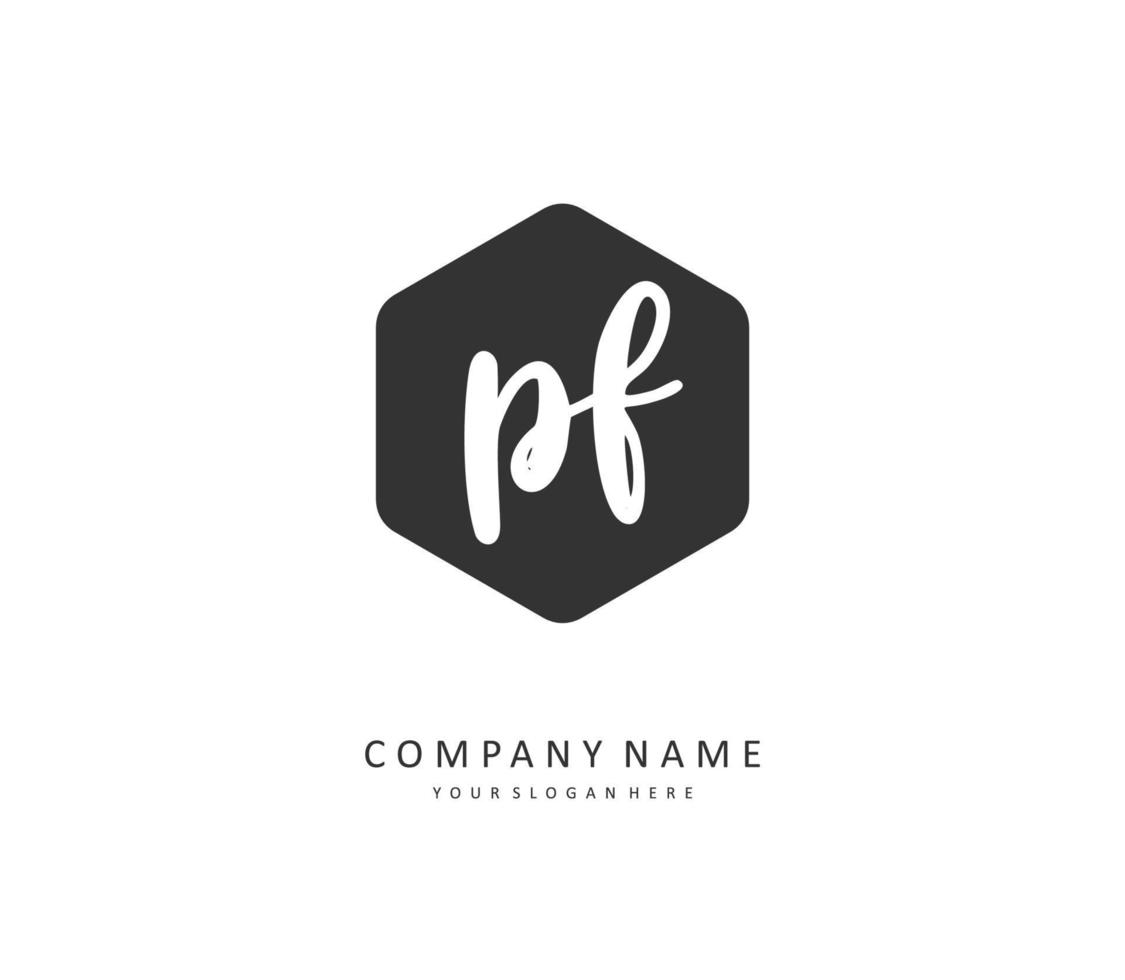 pf eerste brief handschrift en handtekening logo. een concept handschrift eerste logo met sjabloon element. vector