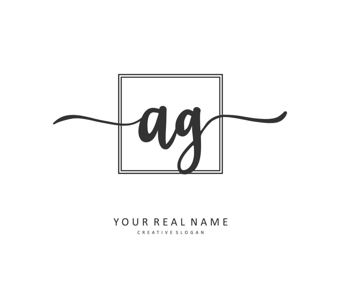 ag eerste brief handschrift en handtekening logo. een concept handschrift eerste logo met sjabloon element. vector