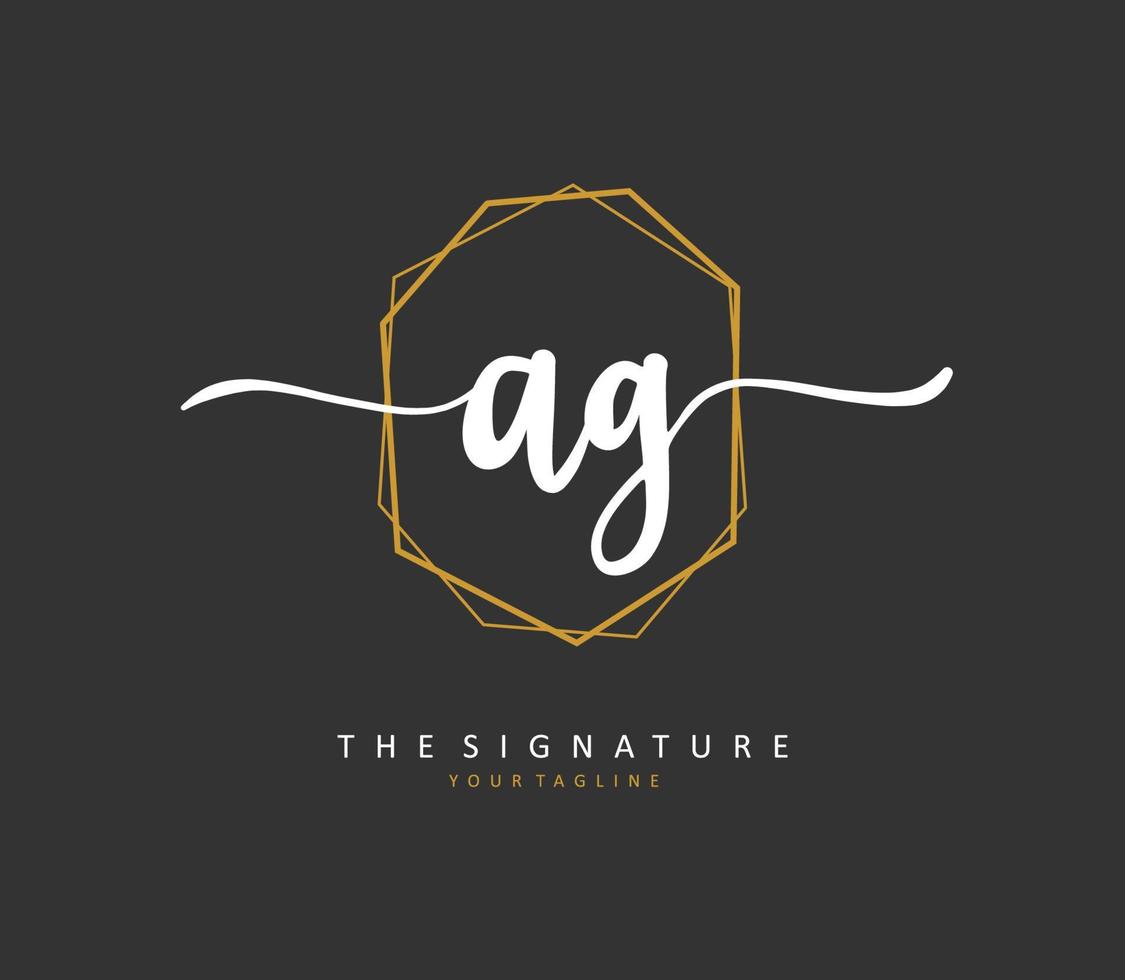 ag eerste brief handschrift en handtekening logo. een concept handschrift eerste logo met sjabloon element. vector