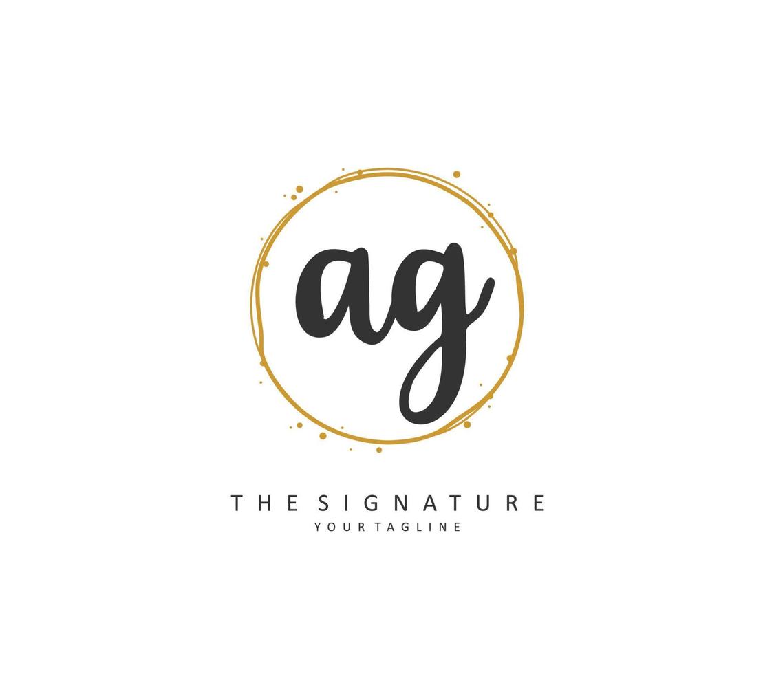 ag eerste brief handschrift en handtekening logo. een concept handschrift eerste logo met sjabloon element. vector