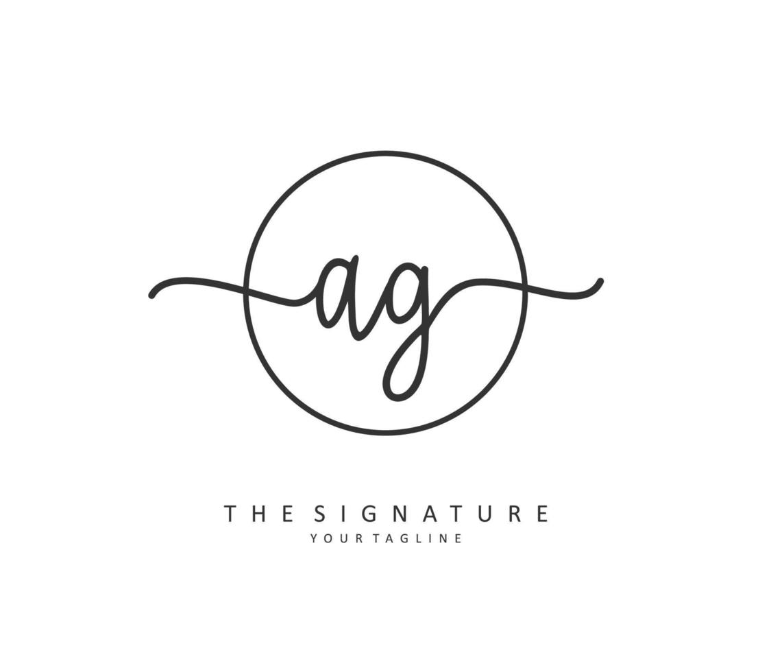 ag eerste brief handschrift en handtekening logo. een concept handschrift eerste logo met sjabloon element. vector
