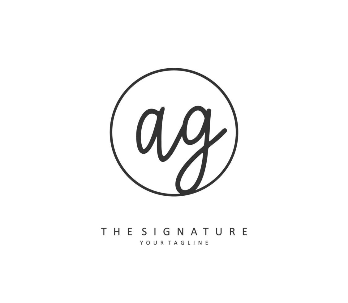 ag eerste brief handschrift en handtekening logo. een concept handschrift eerste logo met sjabloon element. vector