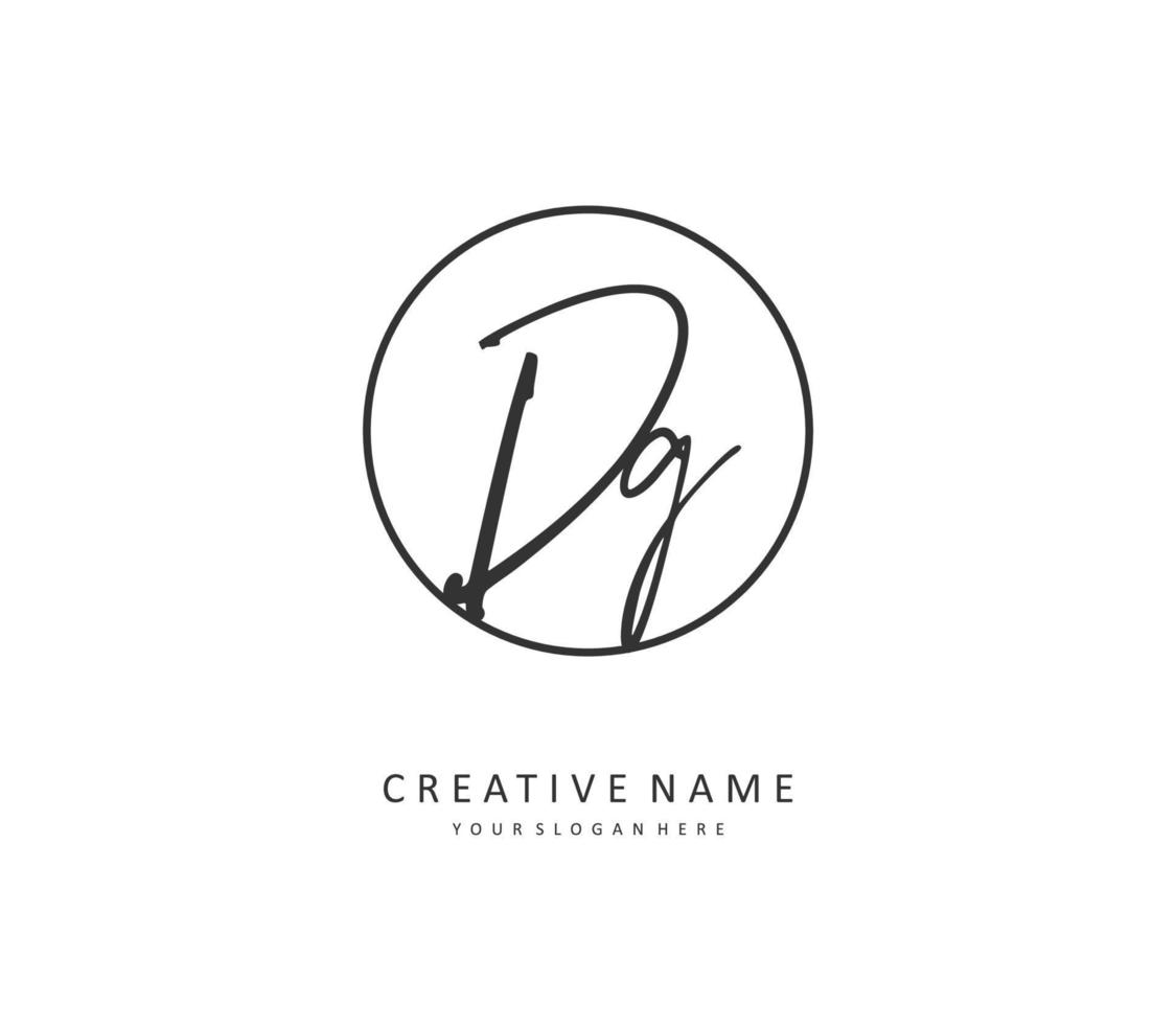 dg eerste brief handschrift en handtekening logo. een concept handschrift eerste logo met sjabloon element. vector