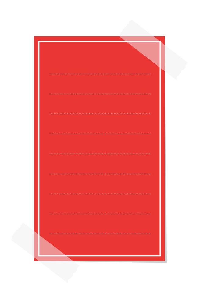 verticaal rechthoek rood kleverig post Notitie sjabloon. geplakt kantoor memo papier vector illustratie.