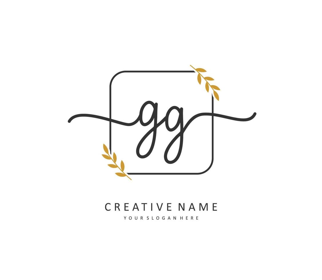 gg eerste brief handschrift en handtekening logo. een concept handschrift eerste logo met sjabloon element. vector