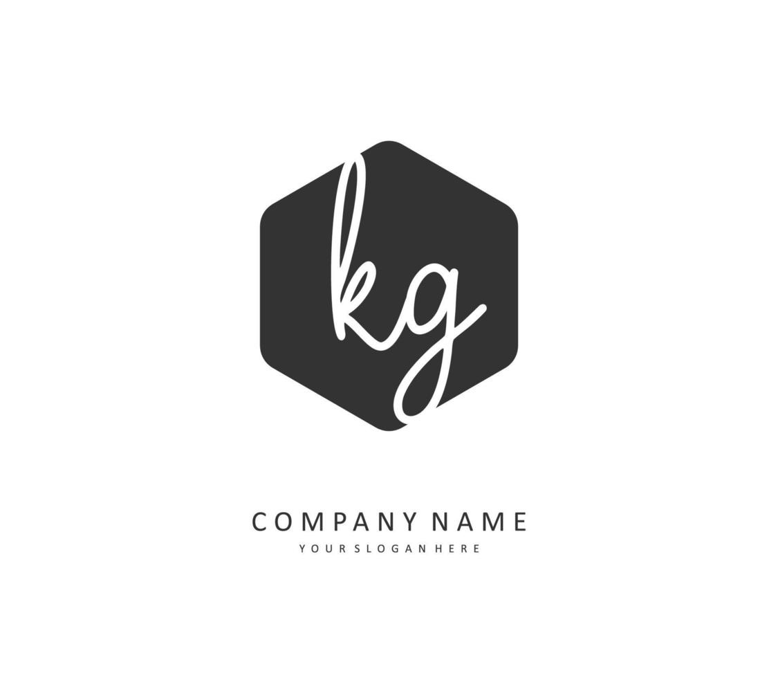 kg eerste brief handschrift en handtekening logo. een concept handschrift eerste logo met sjabloon element. vector
