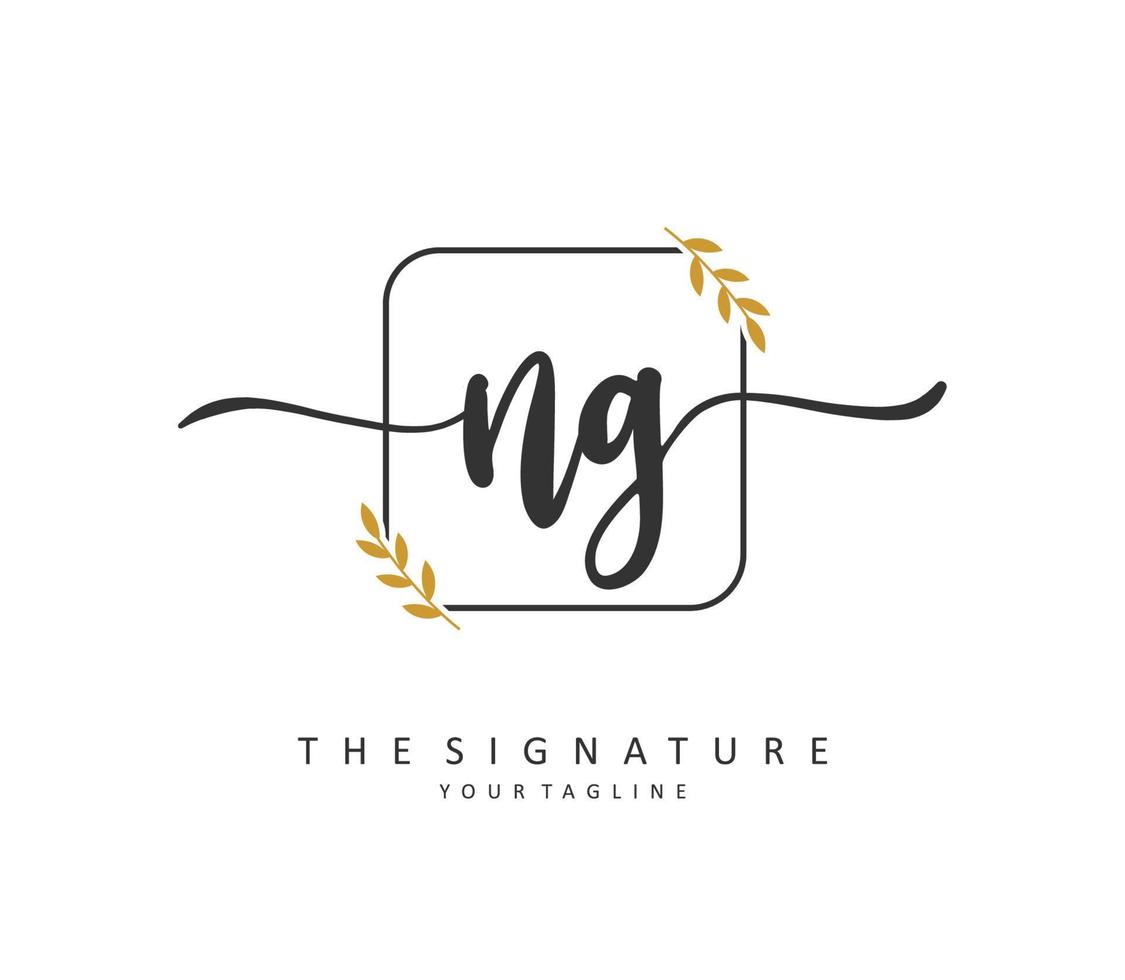 ng eerste brief handschrift en handtekening logo. een concept handschrift eerste logo met sjabloon element. vector