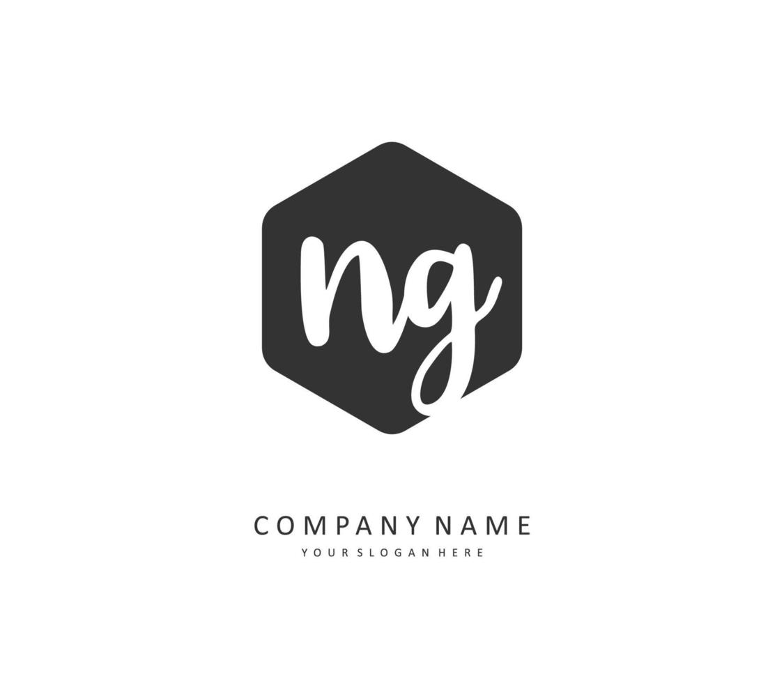 ng eerste brief handschrift en handtekening logo. een concept handschrift eerste logo met sjabloon element. vector