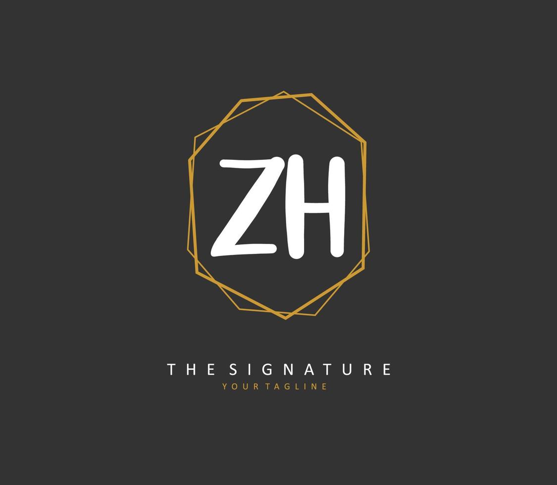 z h zh eerste brief handschrift en handtekening logo. een concept handschrift eerste logo met sjabloon element. vector
