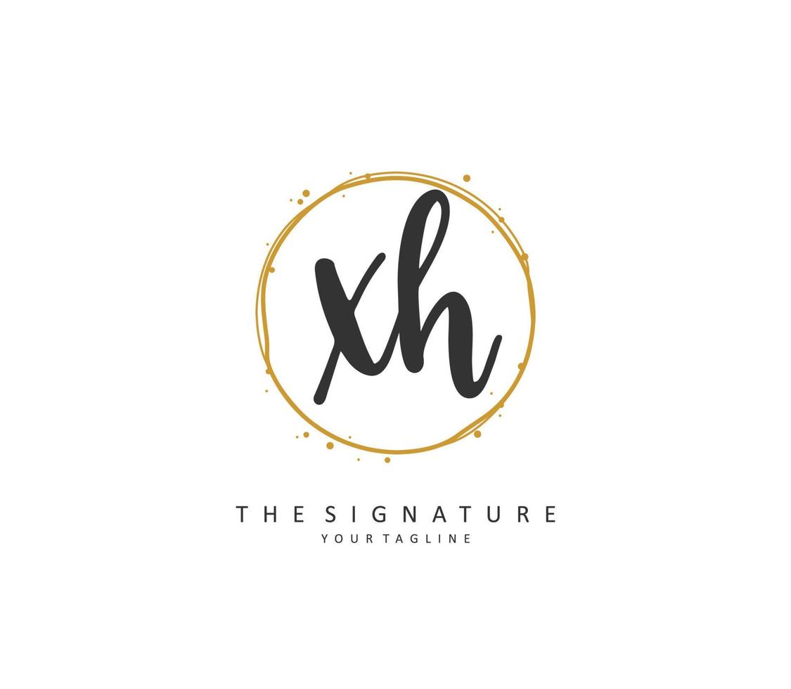 X h xh eerste brief handschrift en handtekening logo. een concept handschrift eerste logo met sjabloon element. vector