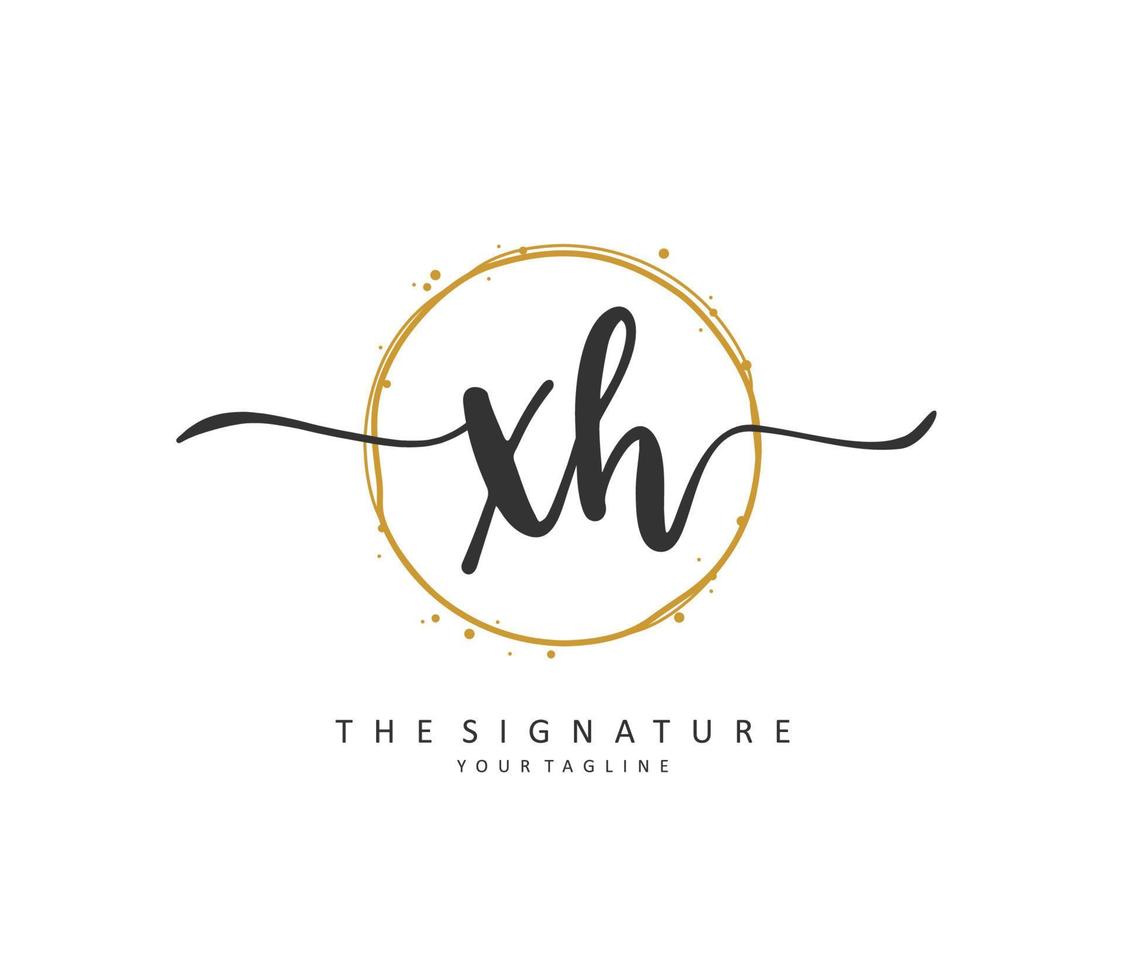 X h xh eerste brief handschrift en handtekening logo. een concept handschrift eerste logo met sjabloon element. vector