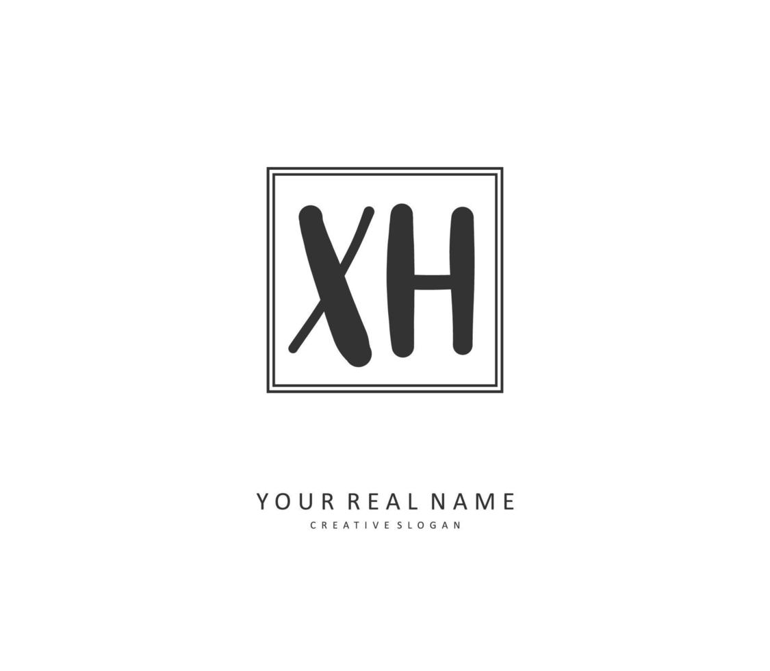 X h xh eerste brief handschrift en handtekening logo. een concept handschrift eerste logo met sjabloon element. vector