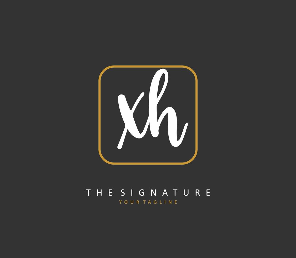 X h xh eerste brief handschrift en handtekening logo. een concept handschrift eerste logo met sjabloon element. vector