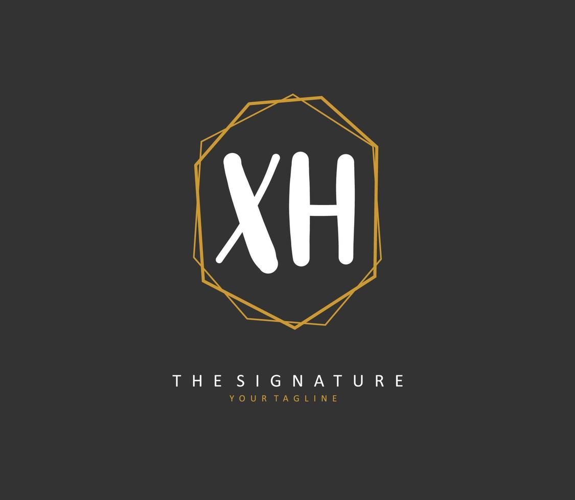 X h xh eerste brief handschrift en handtekening logo. een concept handschrift eerste logo met sjabloon element. vector