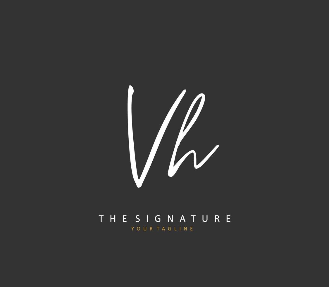 v h vh eerste brief handschrift en handtekening logo. een concept handschrift eerste logo met sjabloon element. vector