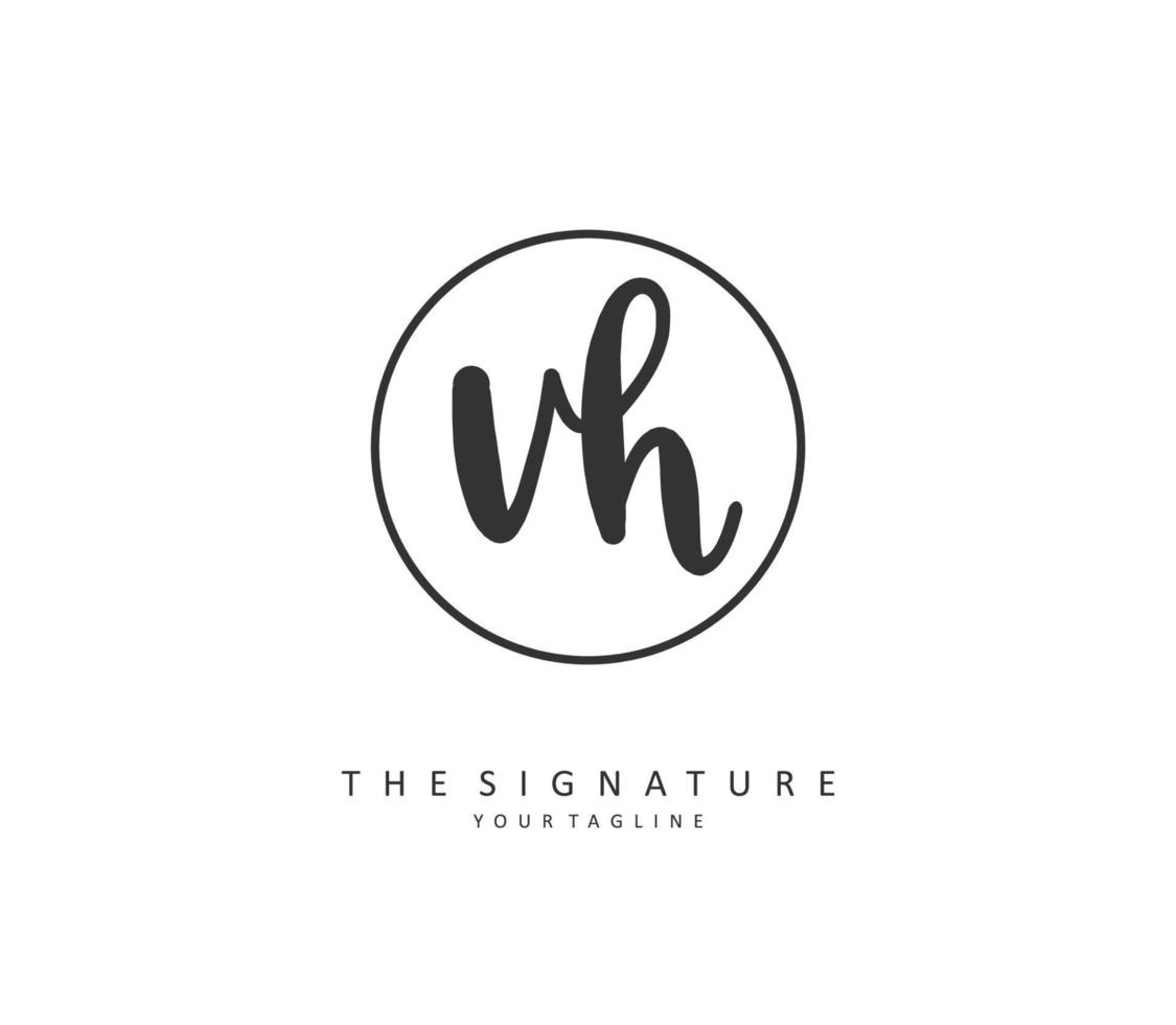 v h vh eerste brief handschrift en handtekening logo. een concept handschrift eerste logo met sjabloon element. vector