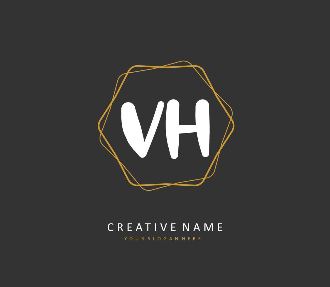 v h vh eerste brief handschrift en handtekening logo. een concept handschrift eerste logo met sjabloon element. vector