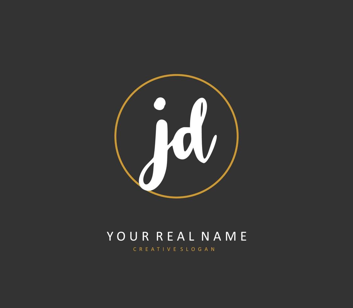 jd eerste brief handschrift en handtekening logo. een concept handschrift eerste logo met sjabloon element. vector