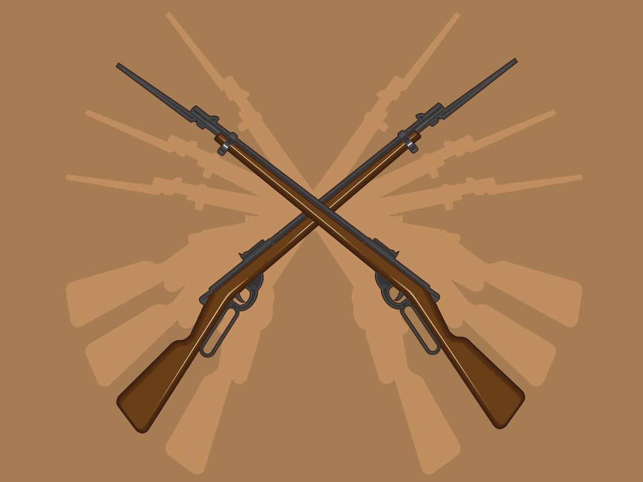 oud geweer pistool bajonet militair wapen cartoon afbeelding tekenen vector