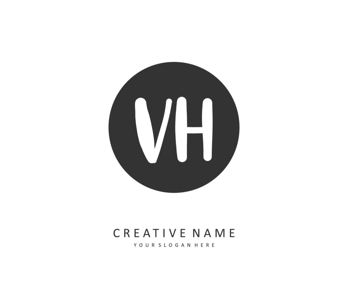 v h vh eerste brief handschrift en handtekening logo. een concept handschrift eerste logo met sjabloon element. vector