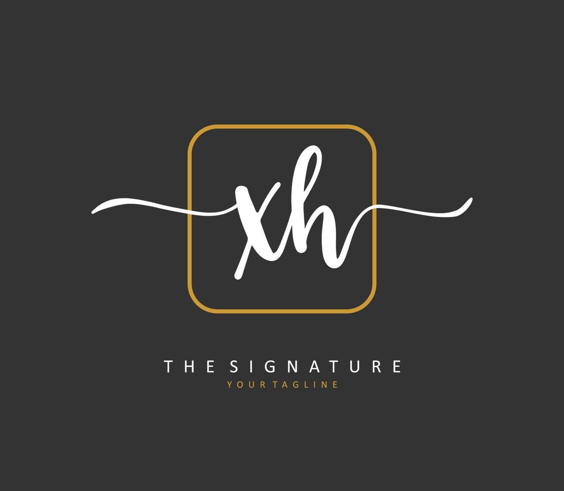 X h xh eerste brief handschrift en handtekening logo. een concept handschrift eerste logo met sjabloon element. vector