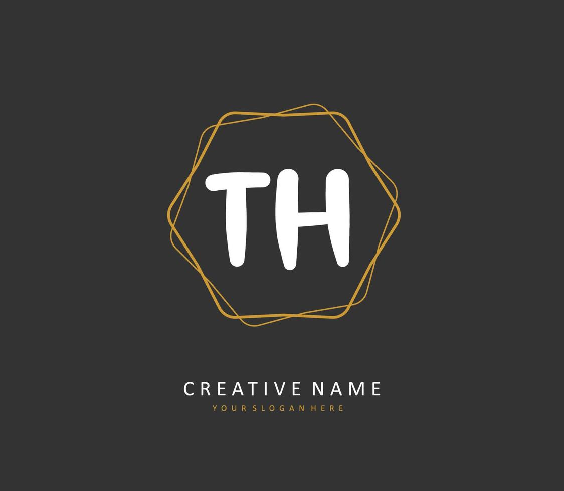 t h th eerste brief handschrift en handtekening logo. een concept handschrift eerste logo met sjabloon element. vector