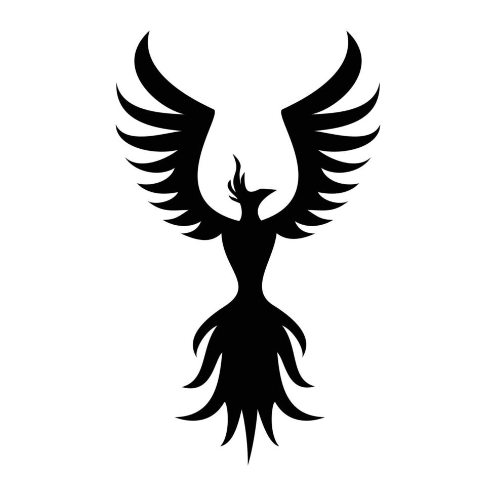 Feniks silhouet logo ontwerp. brand vogel in mythologie. vector