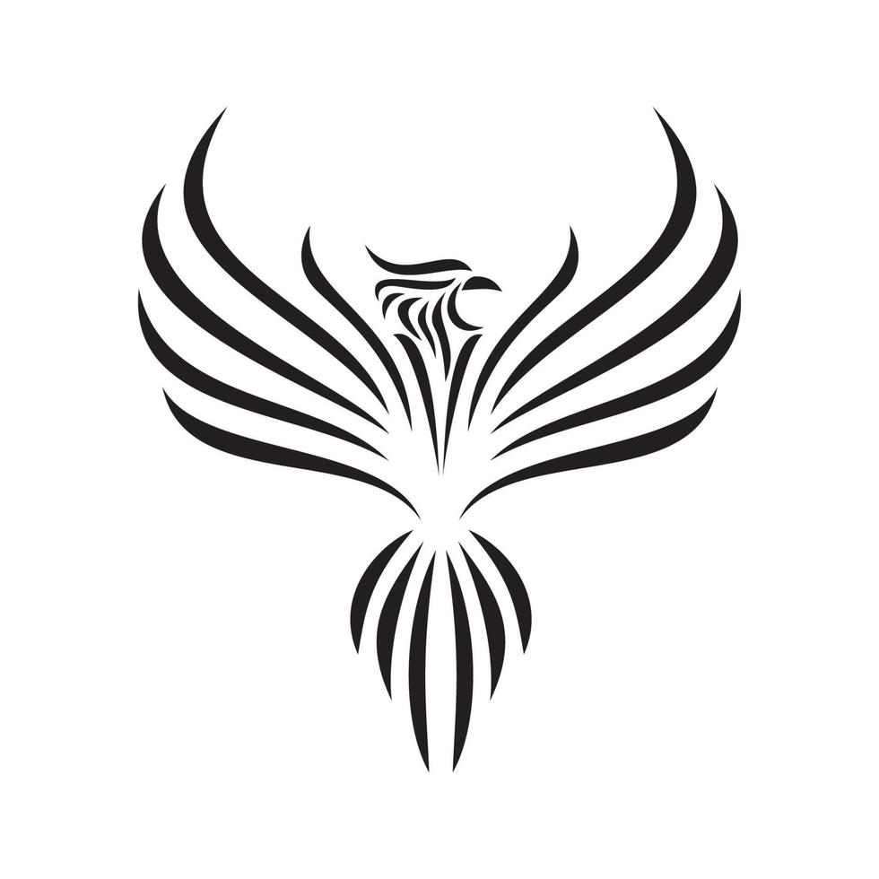 Feniks silhouet logo ontwerp. brand vogel in mythologie. vector