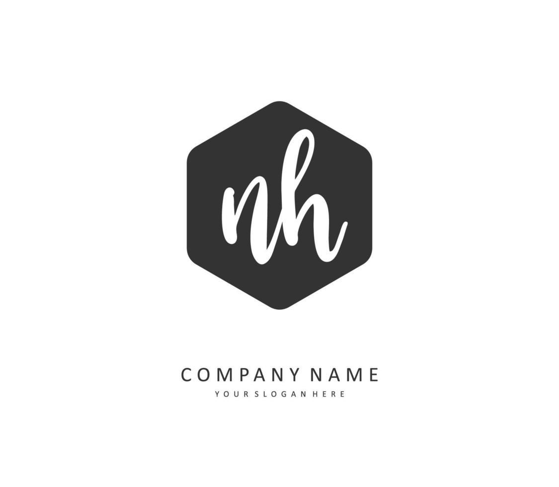 n h nh eerste brief handschrift en handtekening logo. een concept handschrift eerste logo met sjabloon element. vector