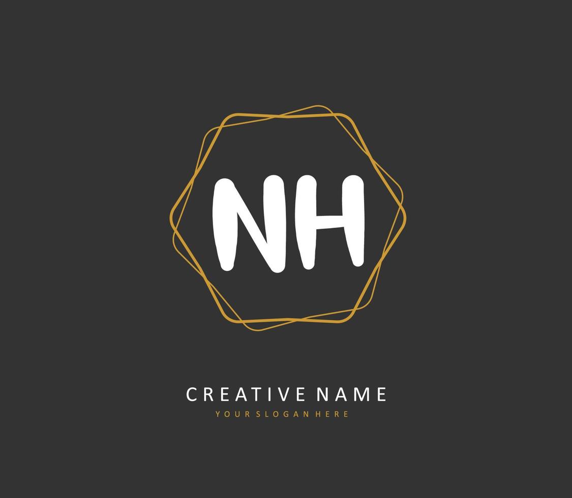 n h nh eerste brief handschrift en handtekening logo. een concept handschrift eerste logo met sjabloon element. vector