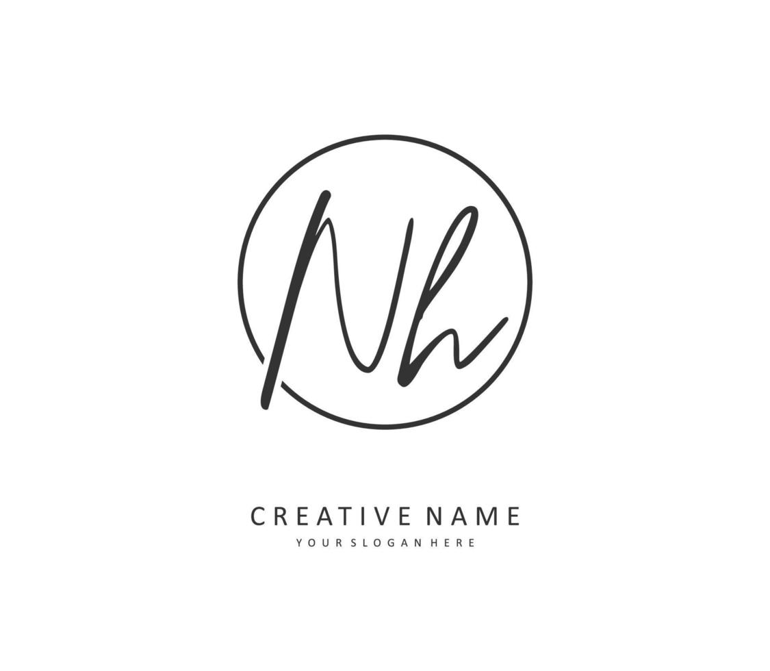 n h nh eerste brief handschrift en handtekening logo. een concept handschrift eerste logo met sjabloon element. vector