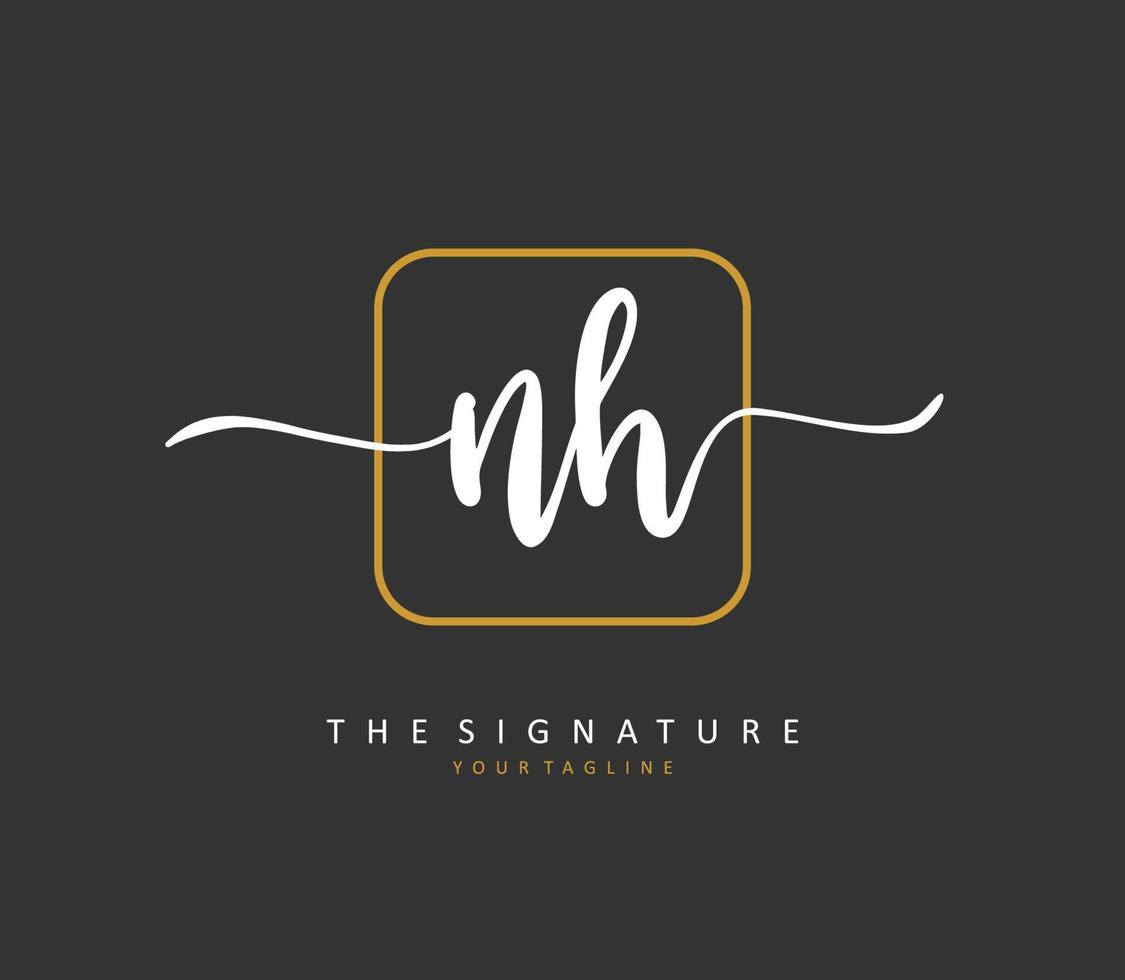 n h nh eerste brief handschrift en handtekening logo. een concept handschrift eerste logo met sjabloon element. vector