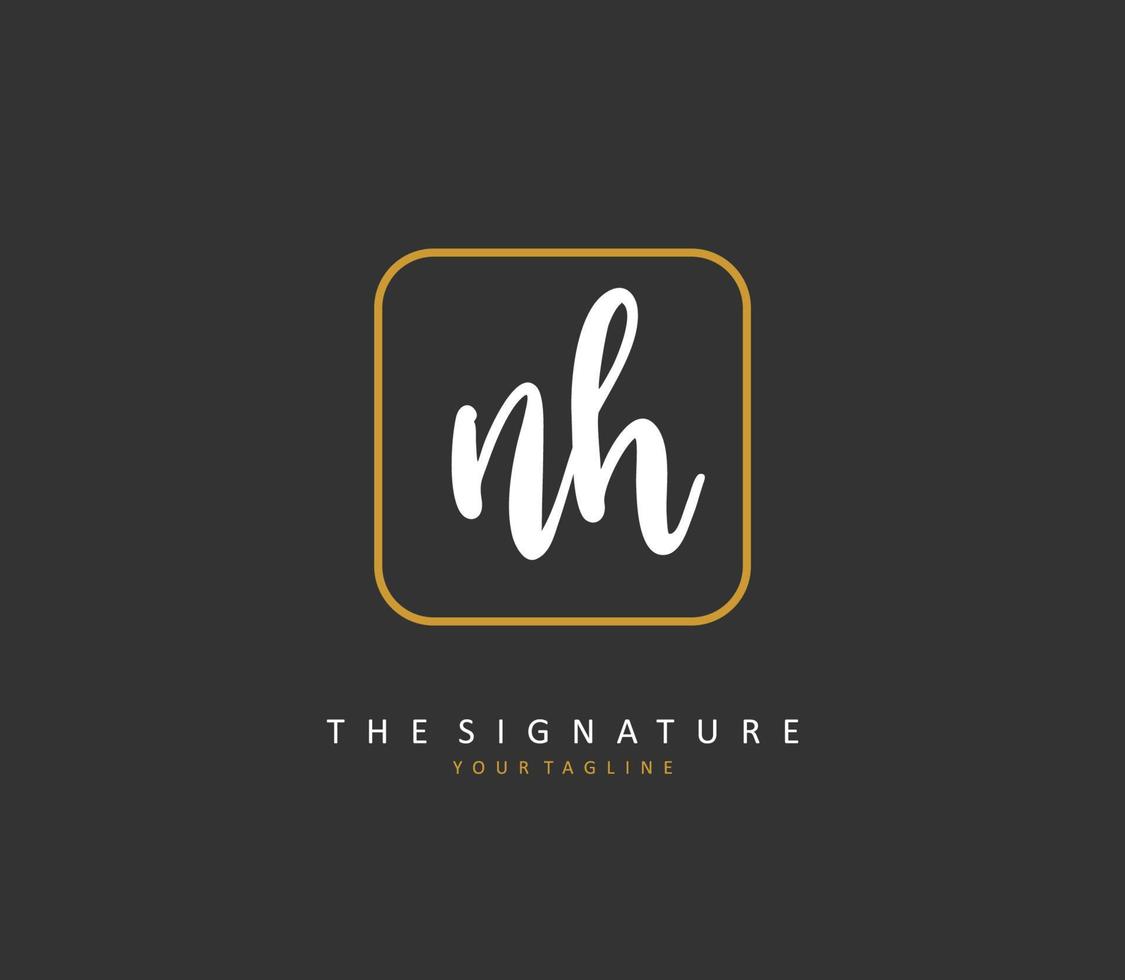 n h nh eerste brief handschrift en handtekening logo. een concept handschrift eerste logo met sjabloon element. vector