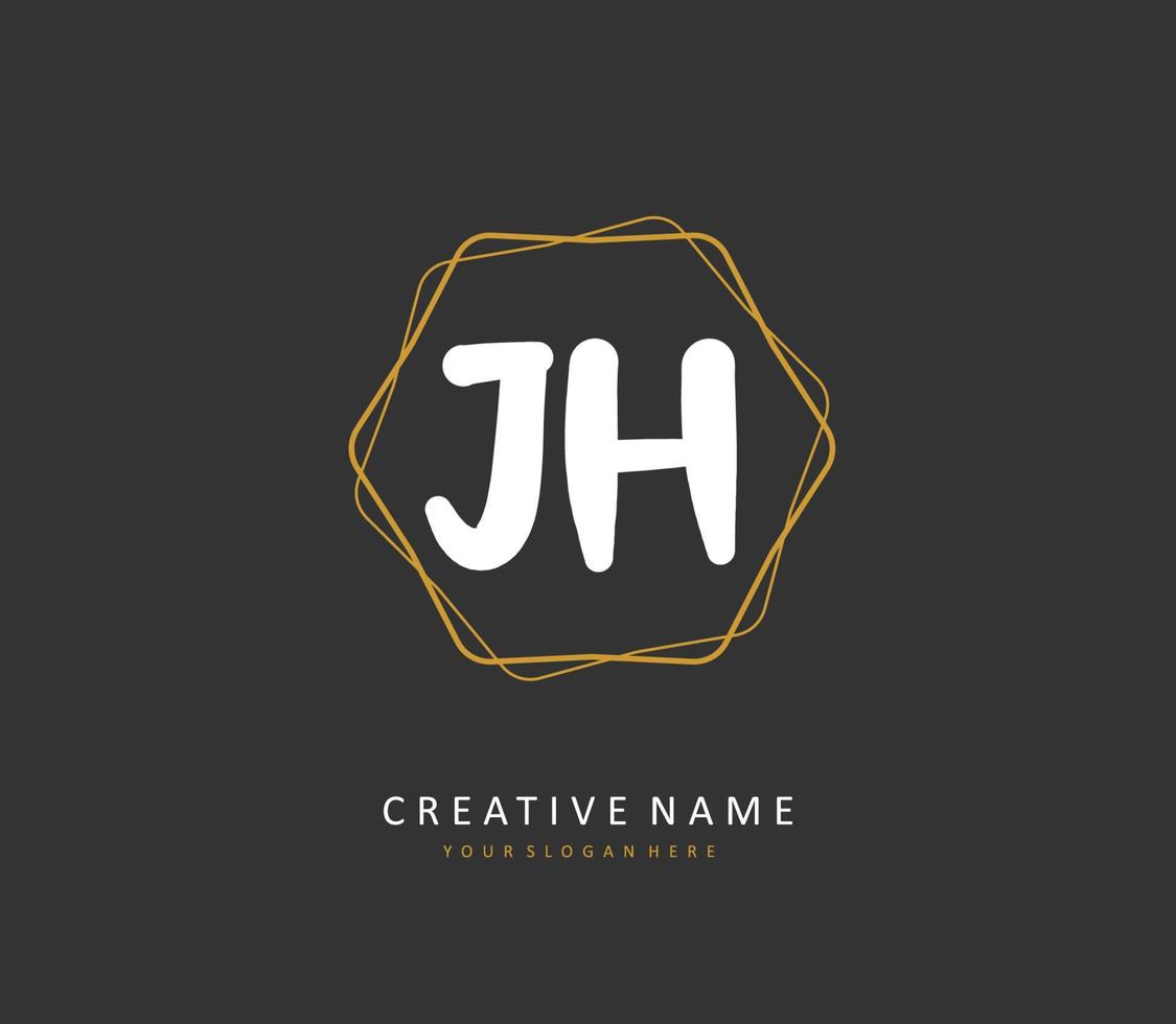 j h jh eerste brief handschrift en handtekening logo. een concept handschrift eerste logo met sjabloon element. vector