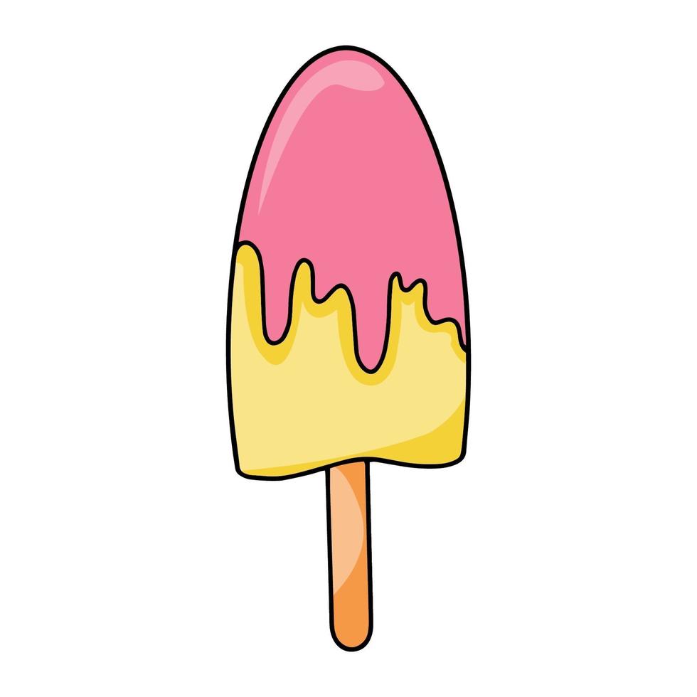 zomer roze vakantie ijs popsicle hand getrokken vectorillustratie geïsoleerd op witte backgraund vector