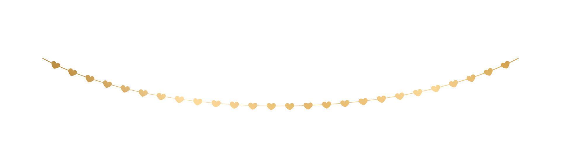 goud harten guirlande, feestelijk verjaardag, valentijnsdag partij viering, hangende Gorzen slingers vector illustratie