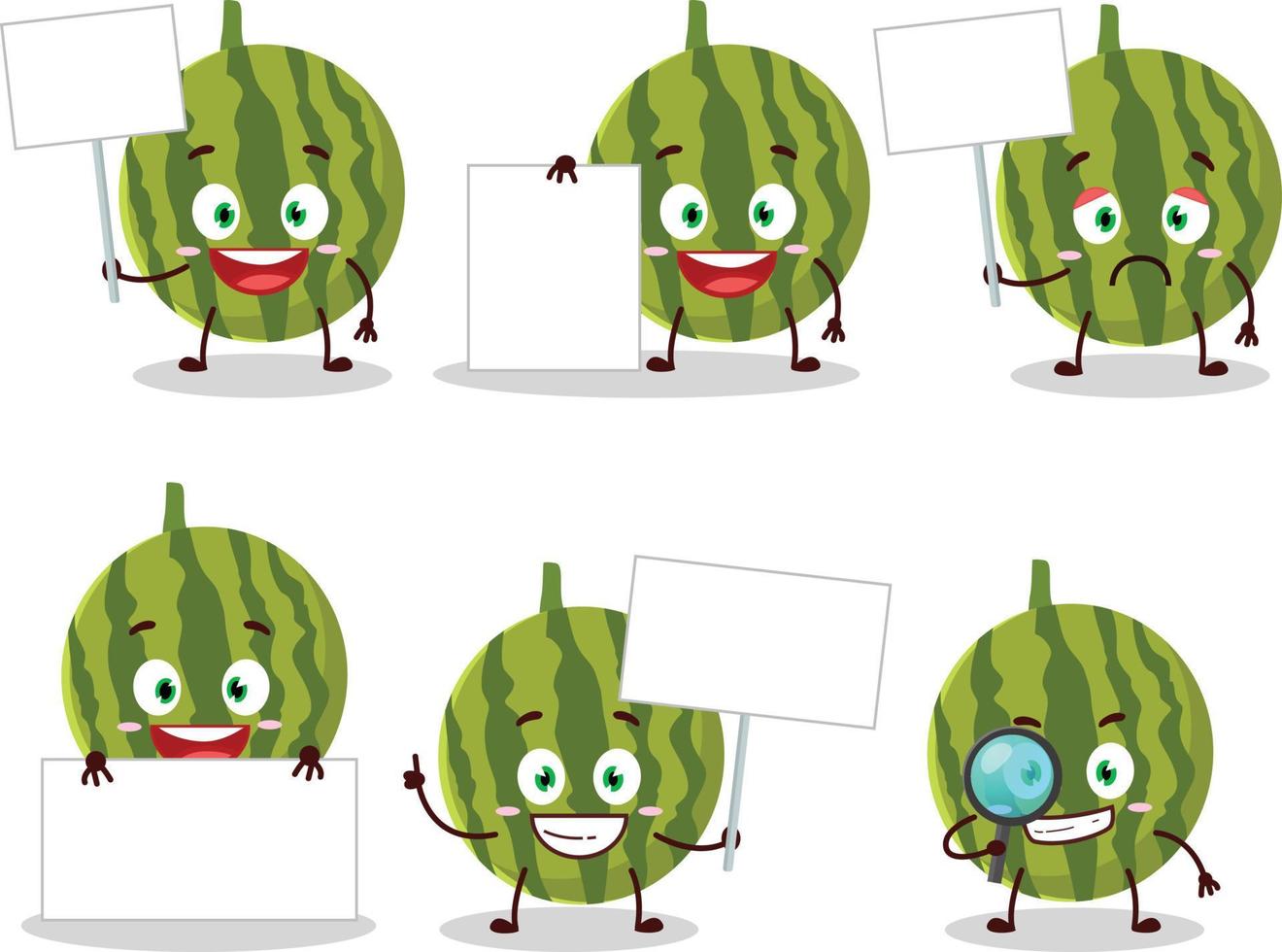 watermeloen tekenfilm in karakter brengen informatie bord vector