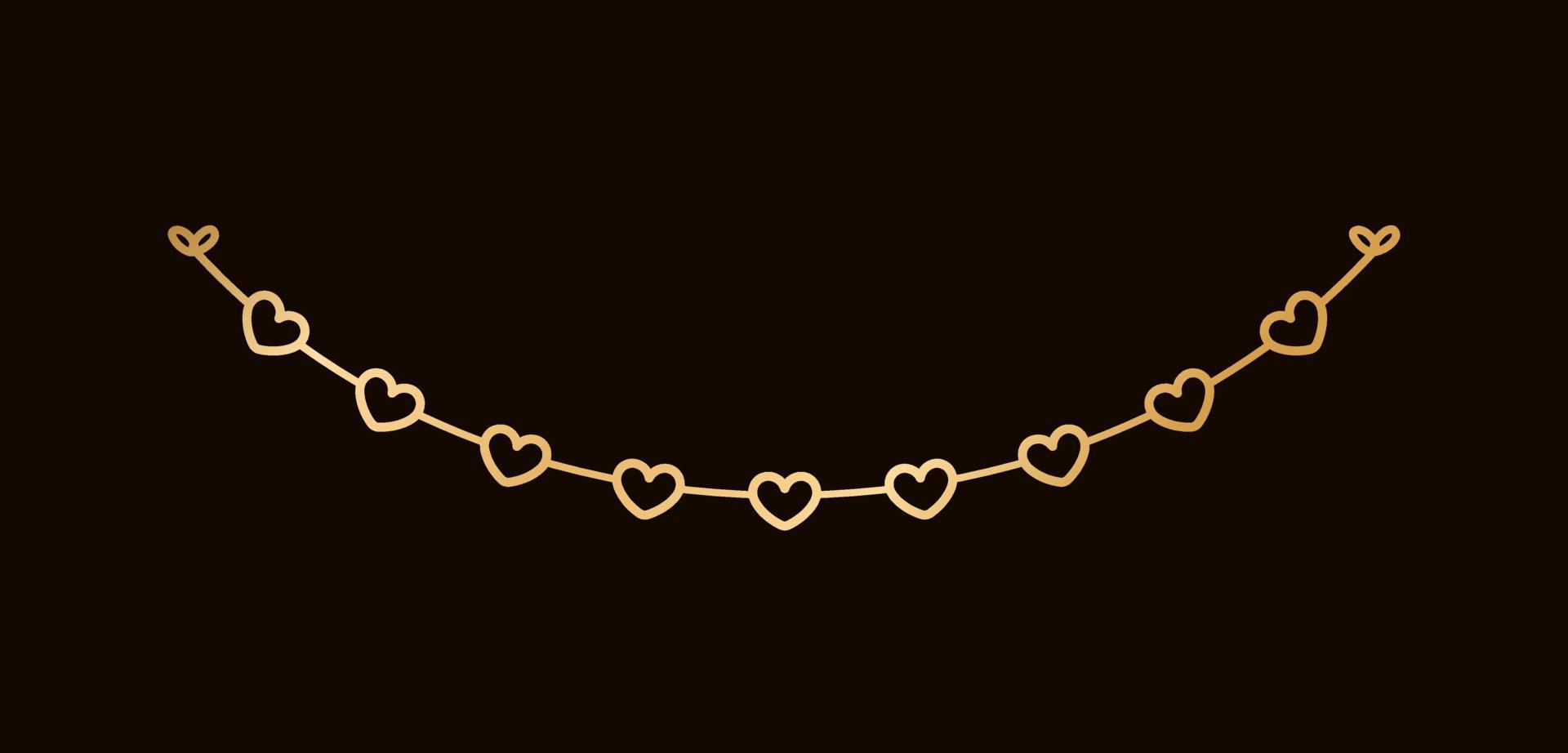 goud harten guirlande, feestelijk verjaardag, valentijnsdag partij viering, hangende Gorzen slingers vector illustratie